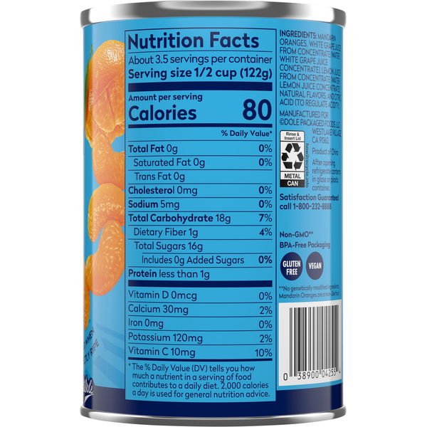 Dole No Sugar Added Mandarin Oranges