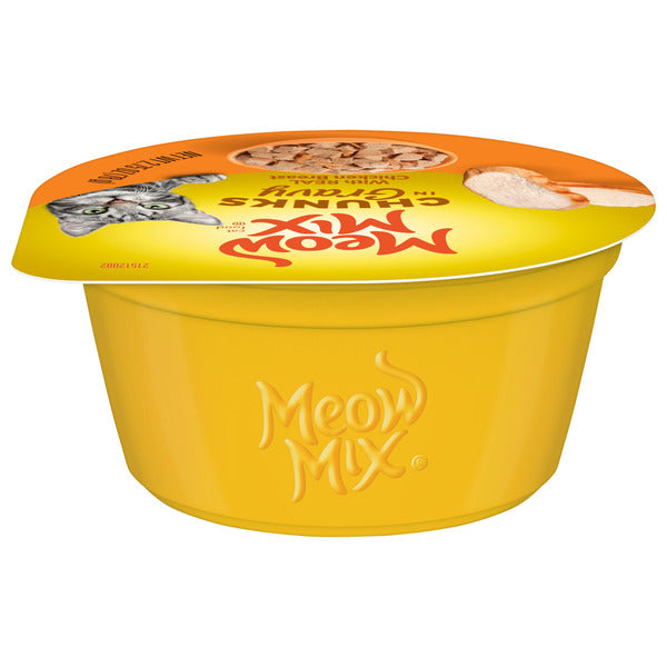 Meow Mix Chunks in Gravy Wet Cat Food With REAL Chicken Breast, 2.75 Oz. Cup (Packaging And Formulation Updates Underway)