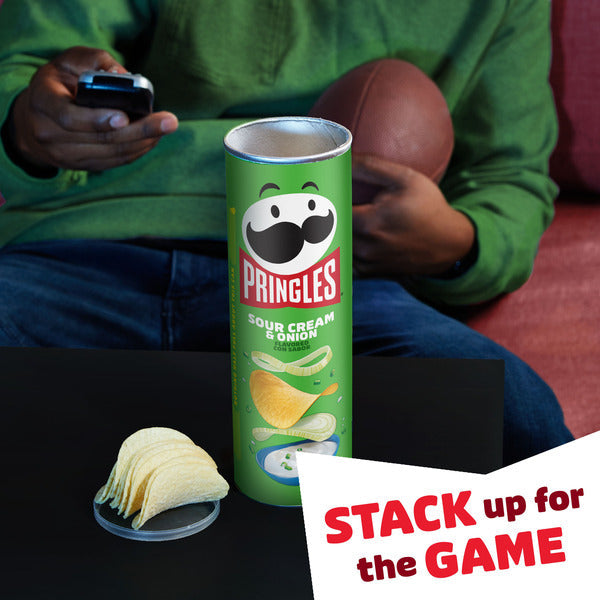 Pringles Sour Cream and Onion Potato Crisps Chips, Lunch Snacks, 5.5 oz