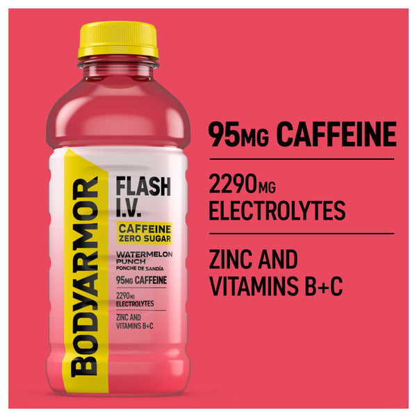 BODYARMOR Zero Sugar Caffeine Watermelon Punch Electrolyte Beverage Bottle