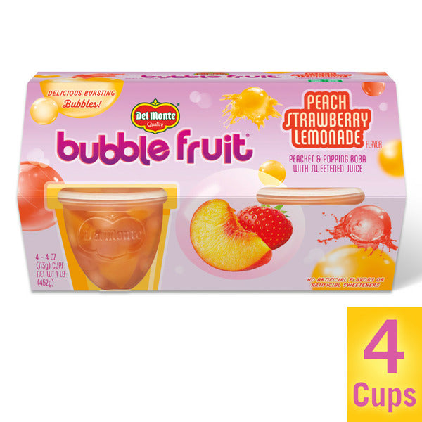 Del Monte Bubble Fruit Cup Snacks, Peace Strawberry Lemonade