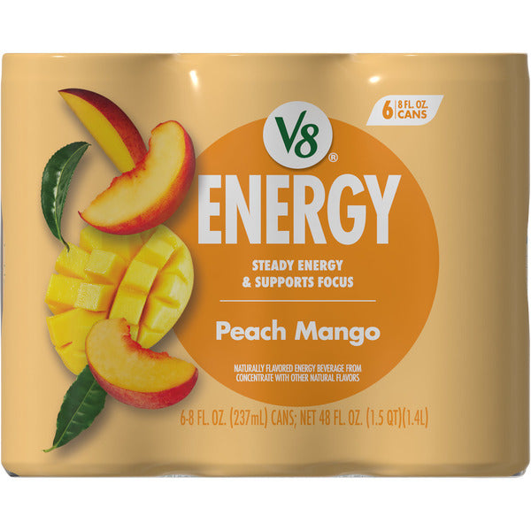 V8 Energy V-Fusion + Energy Peach Mango Vegetable & Fruit Juice