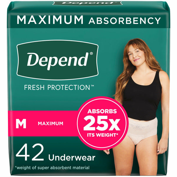 Depend Fresh Protection Women's Adult Incontinence Underwear, M, Blush