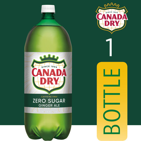 Canada Dry Zero Sugar Ginger Ale Soda, 2 L bottle