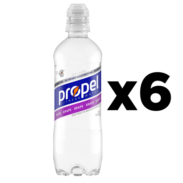 Propel Zero Calories Grape Flavored Water Beverage 6 Pack Plastic Bottles