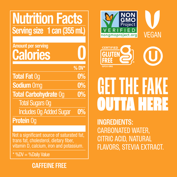 Zevia Soda, Zero Sugar, Orange