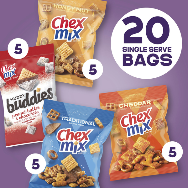Muddy Buddies Sweet and Salty Mix and Chex Mix Snacks Variety Pack