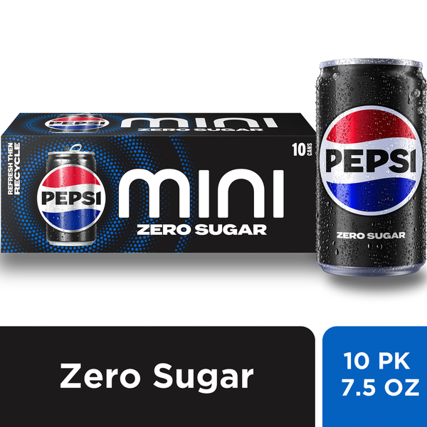 Pepsi Zero Sugar Mini Soda Cola 7.5 Fl Oz 10 Count