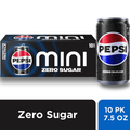 Pepsi Zero Sugar Mini Soda Cola 7.5 Fl Oz 10 Count