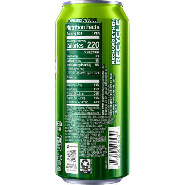 AMP Energy Mountain Dew Original Citrus Flavor Energy Drink