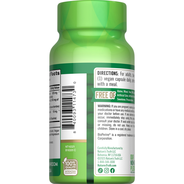 Nature's Truth Lions Mane Veggie Capsules