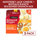 Sargento Balanced Breaks® Cheese + Crunch Mix Monterey Jack Natural Cheese and Buffalo Ranch Seasoned Snack Mix of Pretzels, Roasted Cashews, Corn Sticks, Toasted Bread Chips, Pita Chips, 3-Pack