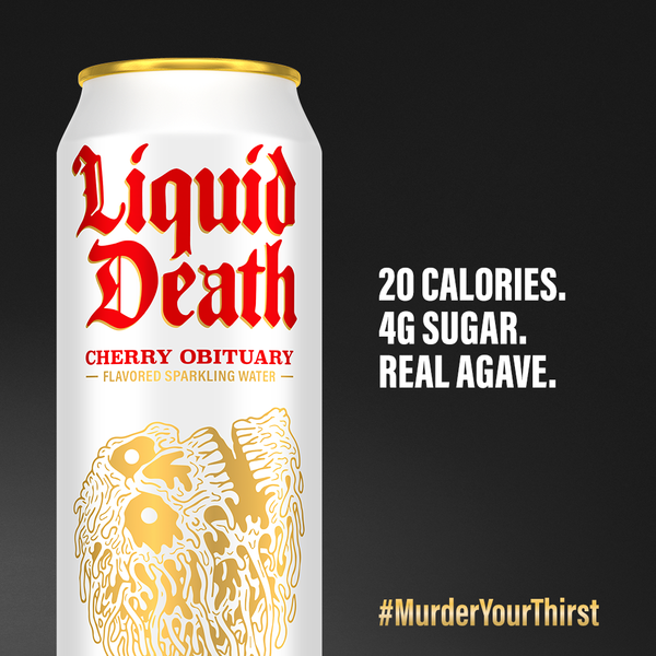 Liquid Death Flavored Sparkling Water, Cherry Obituary