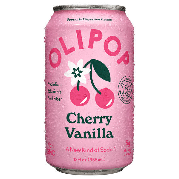 OLIPOP Prebiotic Soda, Cherry Vanilla