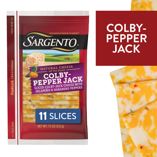 Sargento Natural Colby-Pepper Jack Sliced Cheese, 11 Slices