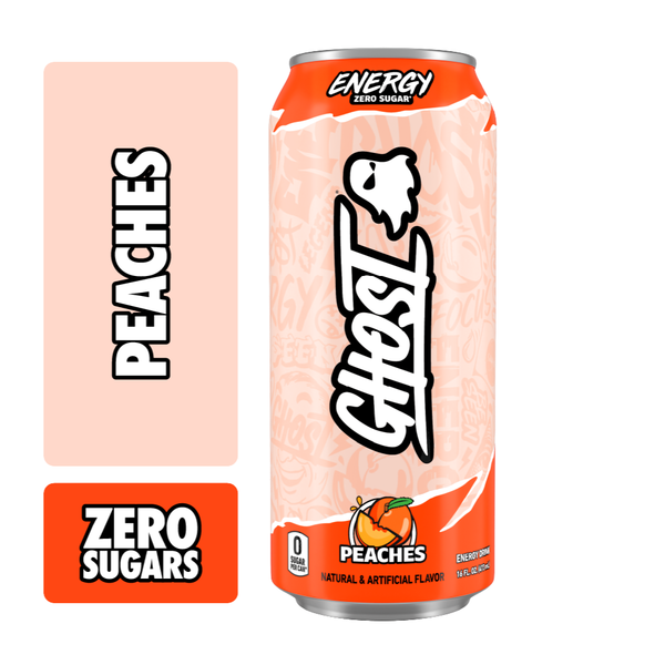 GHOST Zero Sugar Energy Drink, Peaches
