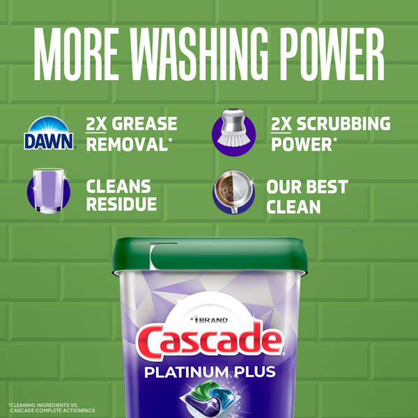 Cascade Platinum Plus Dishwasher Pods, Mountain