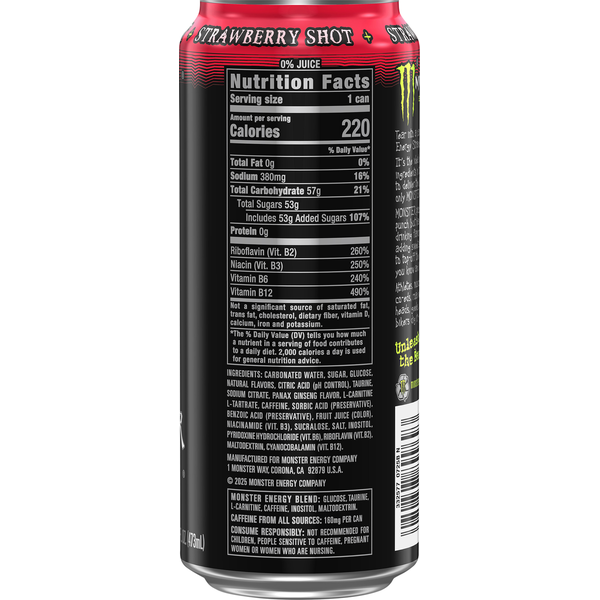 Monster Strawberry Shot Energy Drink