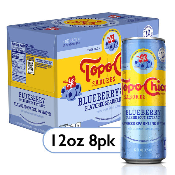 Topo Chico Sabores Blueberry with Hibiscus Extract Sparkling Water Cans