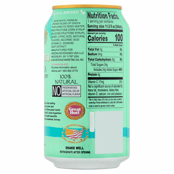 AriZona Green Tea, With Ginseng and Honey