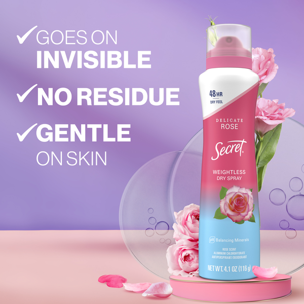 Secret Dry Spray Antiperspirant and Deodorant, Wild Rose and Argan Oil