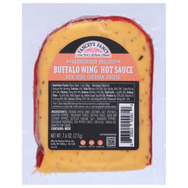 Yancey's Fancy Buffalo Wing Hot Sauce New York Cheddar Cheese