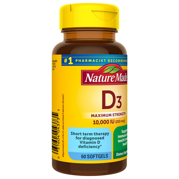 Nature Made Maximum Strength Vitamin D3 10000 IU (250 mcg) Softgels