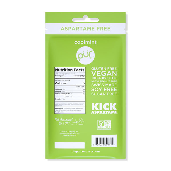 PÜR Coolmint, Aspartame Free, Made with Xylitol, Natural Flavored Gum
