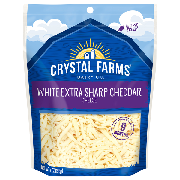 Crystal Farms Cheese, Cheddar, White Extra Sharp