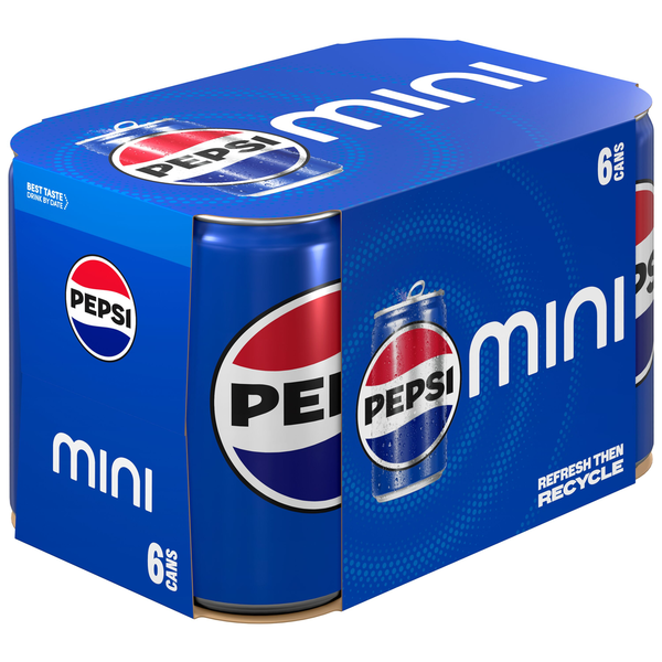 Pepsi Mini Soda Cola 7.5 Fl Oz 6 Count