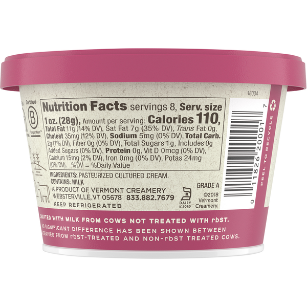 Vermont Creamery Cultured Cream, Creme Fraiche, French-Style