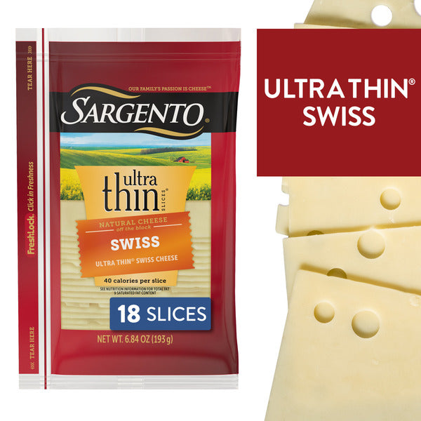 Sargento Ultra Thin® Natural Swiss Sliced Cheese, 18 Slices