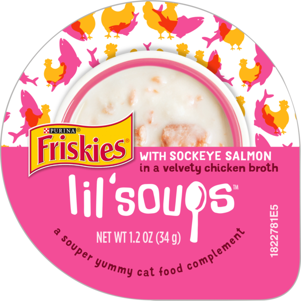 Purina Friskies Natural, Grain Free Wet Cat Food Complement, Lil' Soups With Sockeye Salmon in Chicken Broth