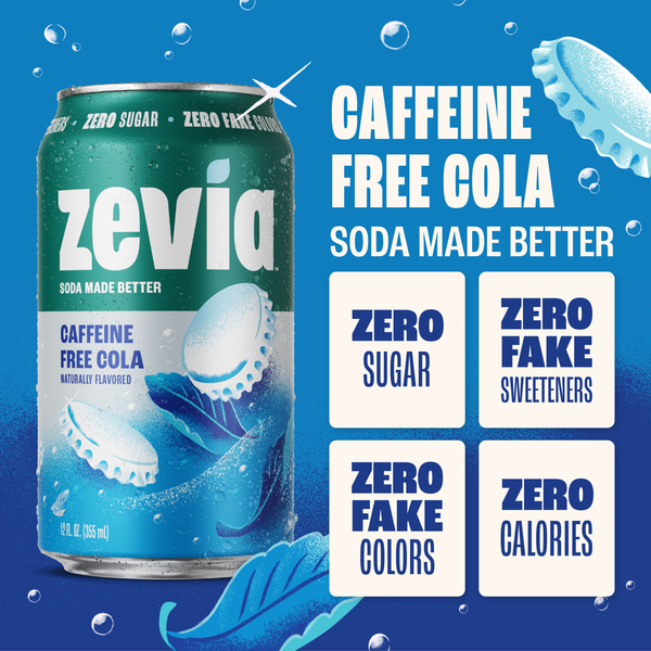 Zevia Soda, Zero Sugar, Caffeine Free Cola