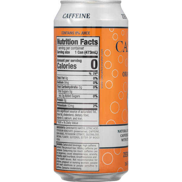 Cascade Ice Sparkling Water, Orange Mango, Caffeinated