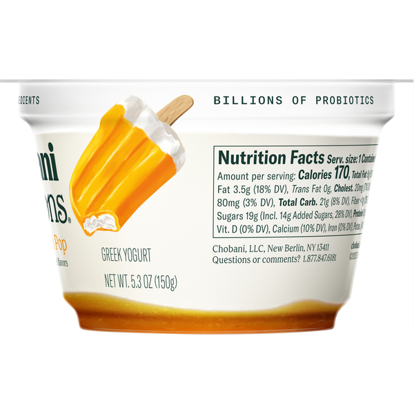 Chobani Yogurt, Greek, Orange Cream Pop