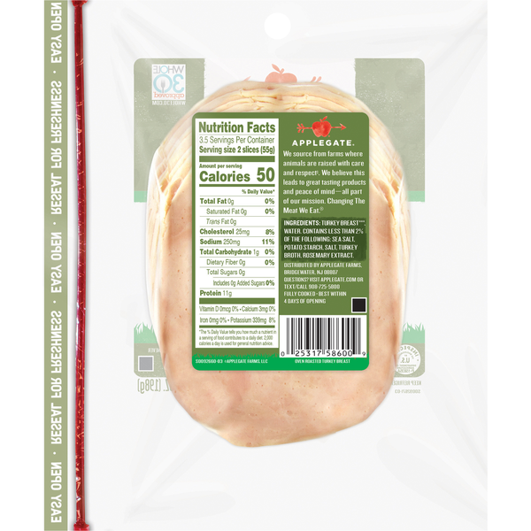 Applegate Naturals  Oven Roasted Turkey Breast Sliced
