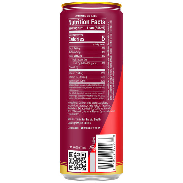 Liquid Death Sparkling Energy, Murder Mystery (Cherry, Cream, Spice)