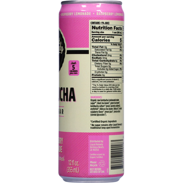 Liquid Remedy Kombucha, No Sugar, Raspberry Lemonade