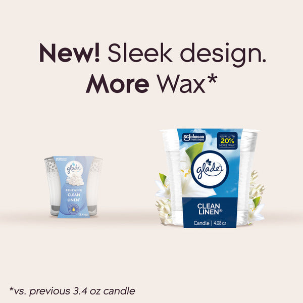 Glade Single Wick Candle, Clean Linen