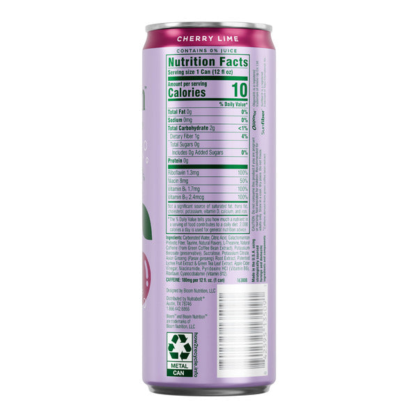 Bloom Sparkling Energy Carbonated Cherry Lime Sparkling Energy Drink