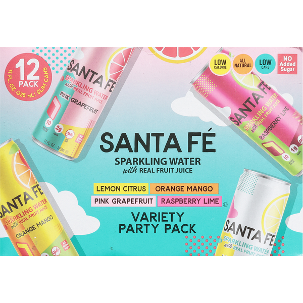 Santa Fe Sparkling Water Lemon Citrus, Orange Mango, Pink Grapefruit, Raspberry Lime