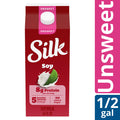 Silk Soy Milk, Unsweet, Dairy Free, Gluten Free, Delicious Vegan Plant Based Milk with No Added Sugar and 5 Essential Nutrients, 64 fl oz Half Gallon