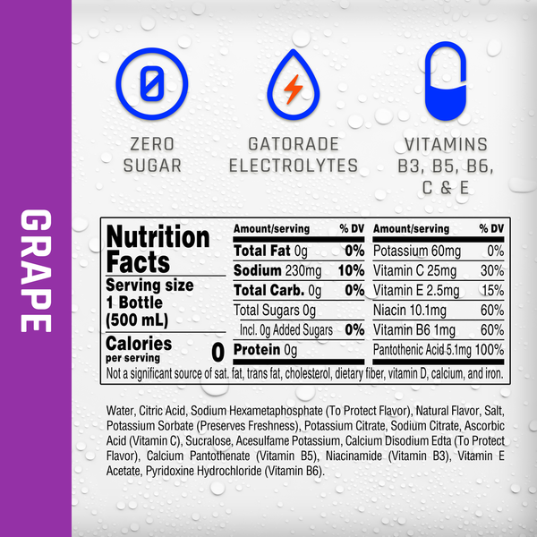 Propel Zero Calories Grape Flavored Water Beverage 6 Pack Plastic Bottles