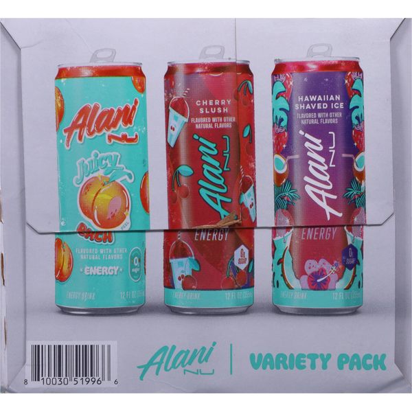 Alani Nu Juicy Peach/Cherry Slush/Hawaiian Shaved Ice Energy Drink Variety Pack