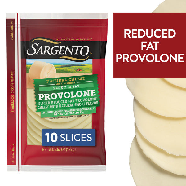 Sargento Reduced Fat Natural Provolone with Natural Smoke Flavor Sliced Cheese, 10 Slices