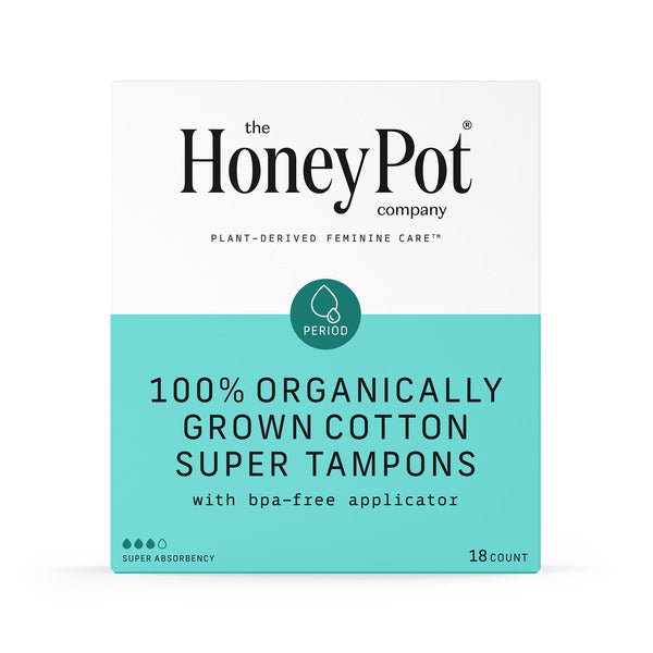 The Honey Pot Company Organic Cotton Super, BPA-Free Applicator Tampons