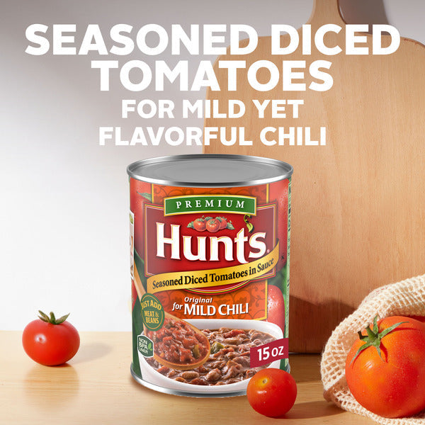 Hunt's Seasoned Diced Tomatoes with Sauce for Mild Chili