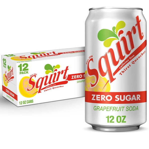 Squirt Soda, Zero Sugar, Grapefruit, 12 Pack
