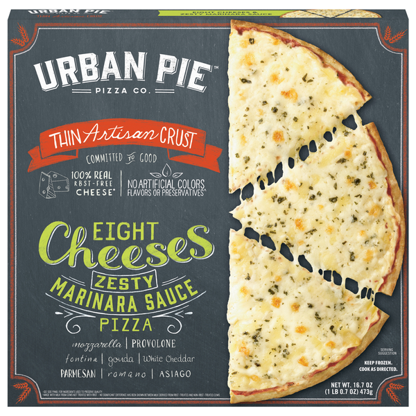 Urban Pie Pizza Co. Pizza, Thin Artisan Crust, Eight Cheeses
